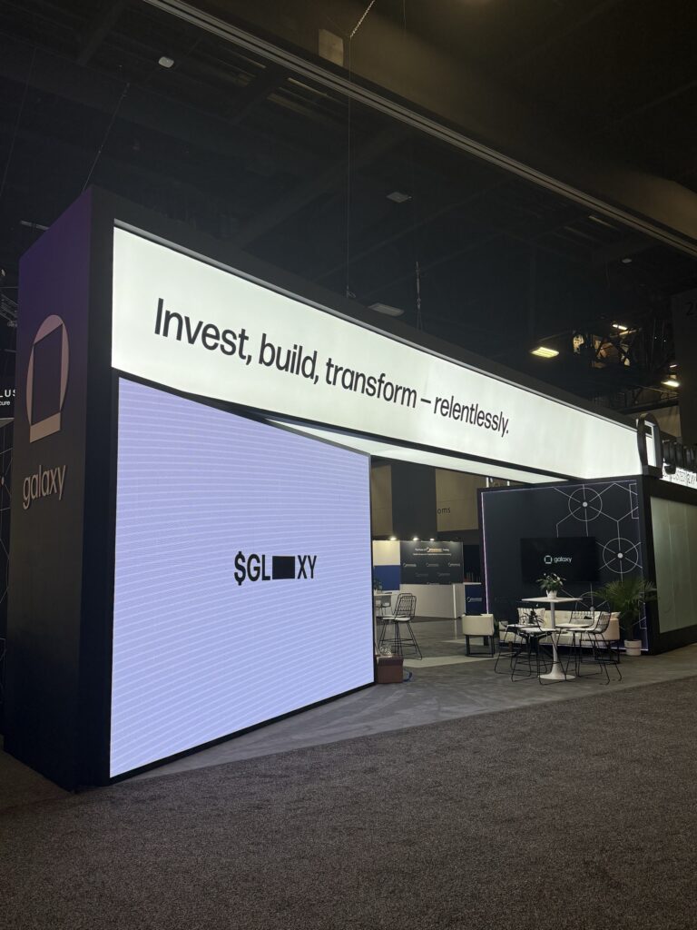 Galaxy booth at Consensus 2026, Miami Beach — EC Exhibits
